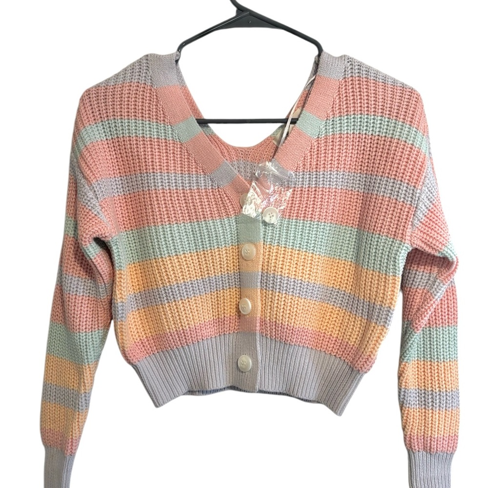 Jessica Simpson Pink and Orange Cropped Cardigan Sweater / Size XS / EUC